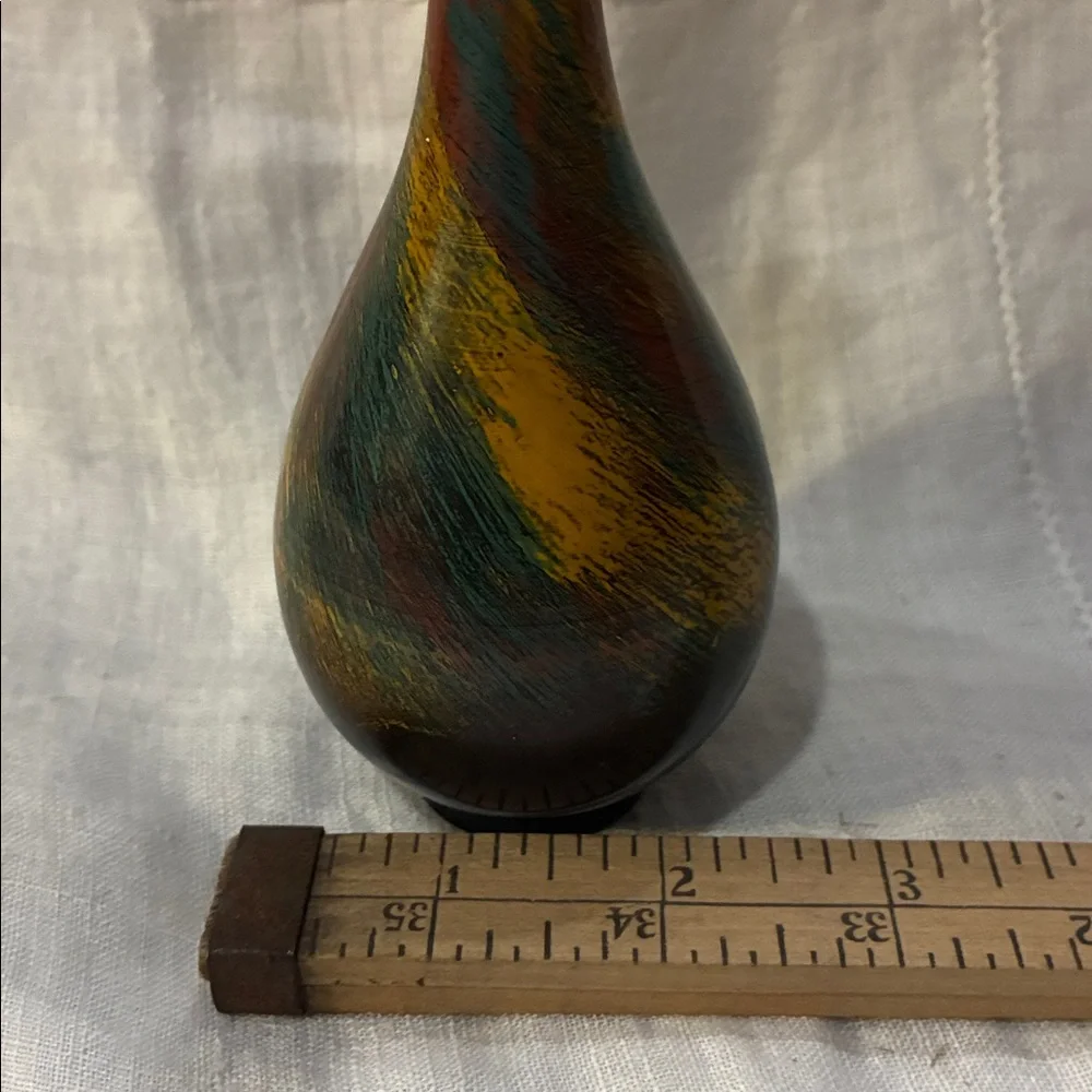 Toyo 7” Multicolor Ceramic Vase Metal Multicolor  Bud Vase